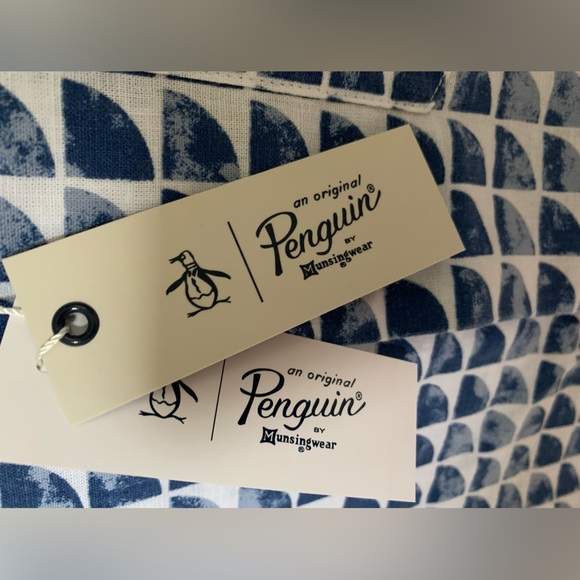 Original Penguin Printed Men’s Short Sleeve Button Down Linen Shirt🐧🏝️☀️ - Picture 9 of 11